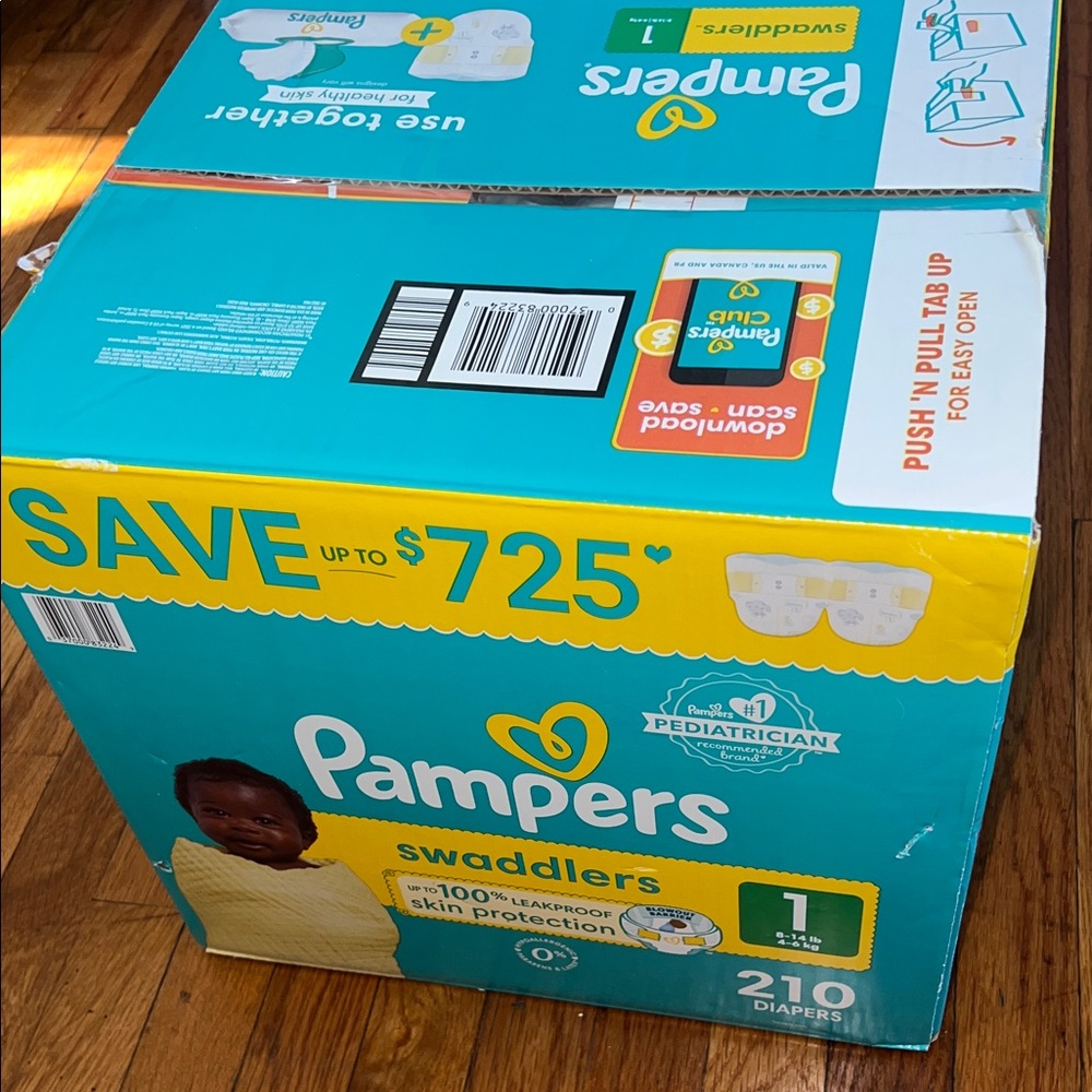 Pampers Swaddlers Diapers - Size 1, 210 Count Never Opened